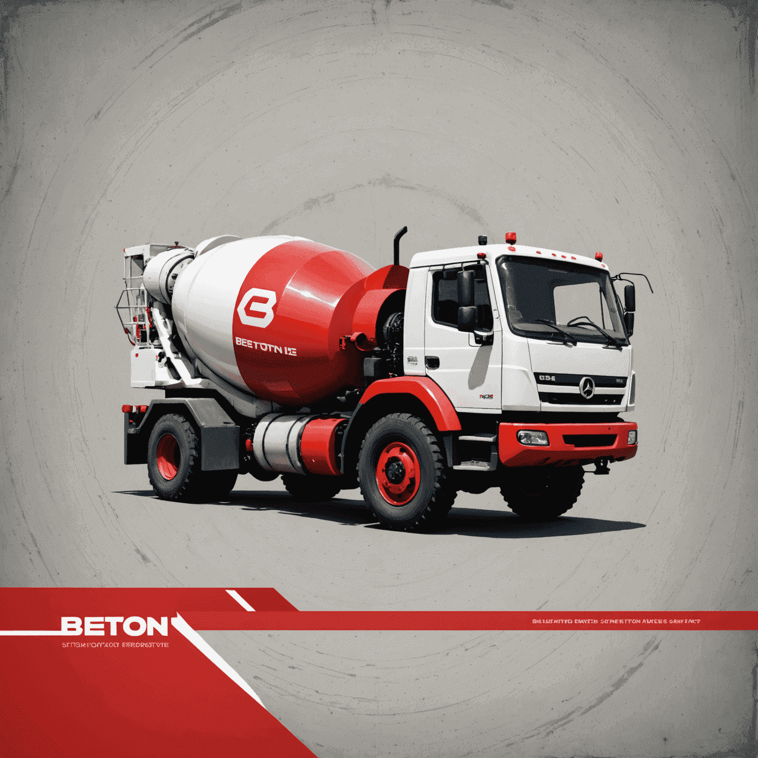 BetonRed logo - A stylized concrete mixer in red and white