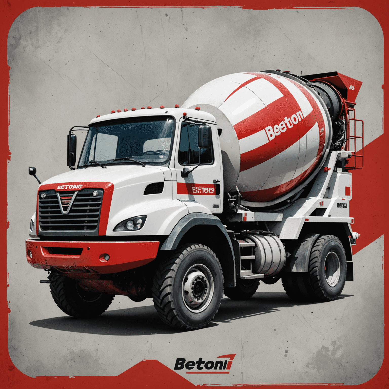 BetonRed logo - A stylized concrete mixer in red and white