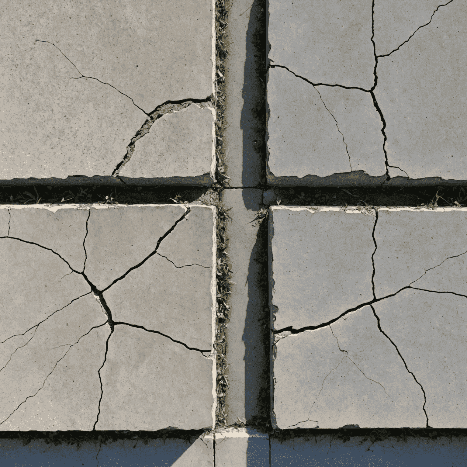 Before and after images of a cracked concrete surface being repaired and restored to like-new condition by professional technicians